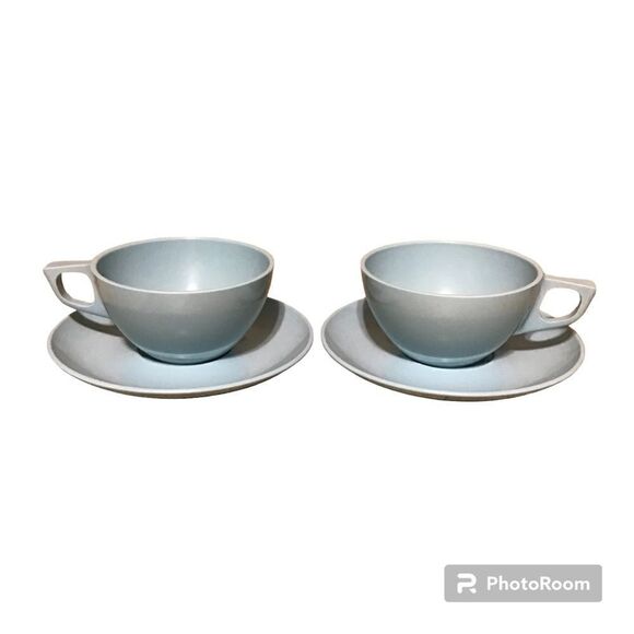 Vintage Stetson Melmac Blue Cups and Saucers - Picture 1 of 7